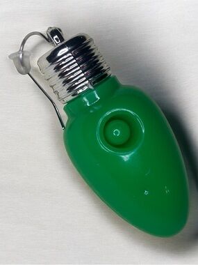 Green Novelty Festival Light Bulb Push Button Light-Up Single Dangle Earring
